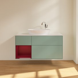 Тумба под раковину Villeroy & Boch Finion 120х50,1 см с подсветкой МДФ оливковый матовый лак/стекло белое матовое F941HBGM