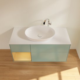 Тумба под раковину Villeroy & Boch Finion 120х50,1 см с подсветкой МДФ оливковый матовый лак/стекло белое матовое F941HFGM