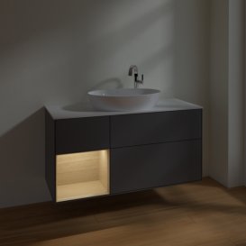 Тумба под раковину Villeroy & Boch Finion 120х50,1 см с подсветкой МДФ антрацит матовый лак/стекло белое матовое F941PCGK
