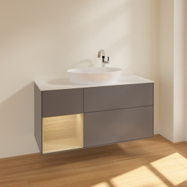 Тумба под раковину Villeroy & Boch Finion 120х50,1 см с подсветкой МДФ антрацит матовый лак/стекло белое матовое F941PCGK