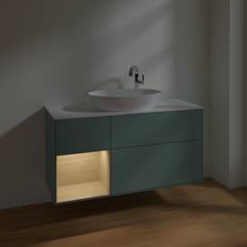 Тумба под раковину Villeroy & Boch Finion 120х50,1 см с подсветкой МДФ оливковый матовый лак/стекло белое матовое F941PCGM