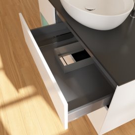 Тумба під раковину Villeroy & Boch Finion 120х50,1 см із підсвічуванням МДФ білий матовий лак/скло чорне матове F942GMMT