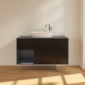 Тумба под раковину Villeroy & Boch Finion 120х50,1 см с подсветкой МДФ черный матовый лак/стекло черное матовое F942HGPD