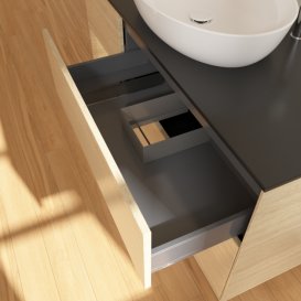 Тумба под раковину Villeroy & Boch Finion 120х50,1 см с подсветкой МДФ шпон дуба/стекло черное матовое F942PCPC