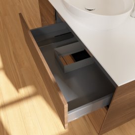 Тумба под раковину Villeroy & Boch Finion 120х50,1 см с подсветкой МДФ шпон грецкого ореха/стекло белое матовое G941GNGN