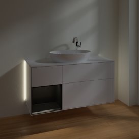 Тумба под раковину Villeroy & Boch Finion 120х50,1 см с подсветкой МДФ глянцевый белый лак/стекло белое матовое G941PDGF