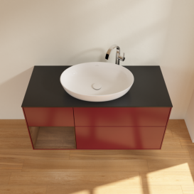 Тумба под раковину Villeroy & Boch Finion 120х50,1 см с подсветкой МДФ пион матовый лак/стекло черное матовое G942GNHB