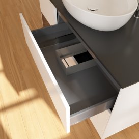 Тумба под раковину Villeroy & Boch Finion 120х50,1 см с подсветкой МДФ белый матовый лак/стекло черное матовое G942GNMT