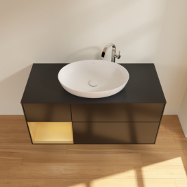 Тумба під раковину Villeroy & Boch Finion 120х50,1 см з підсвічуванням МДФ чорний матовий лак/скло чорне матове G942HFPD