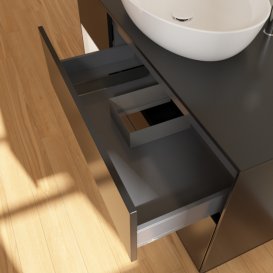 Тумба під раковину Villeroy & Boch Finion 120х50,1 см з підсвічуванням МДФ чорний матовий лак/скло чорне матове G942MTPD