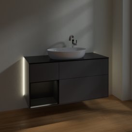 Тумба под раковину Villeroy & Boch Finion 120х50,1 см с подсветкой МДФ антрацит матовый лак/стекло черное матовое G942PDGK