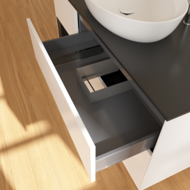 Тумба під раковину Villeroy & Boch Finion 120х50,1 см із підсвічуванням МДФ білий матовий лак/скло чорне матове G942PDMT