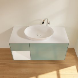 Тумба під раковину Villeroy & Boch Finion 120х50,1 см із підсвічуванням МДФ оливковий матовий лак/скло біле матове G941GFGM