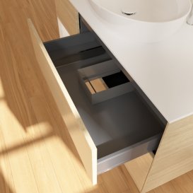 Тумба під раковину Villeroy & Boch Finion 120х50,1 см із підсвічуванням МДФ шпон дуба/скло біле матове G941GFPC