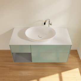 Тумба под раковину Villeroy & Boch Finion 120х50,1 см с подсветкой МДФ оливковый матовый лак/стекло белое матовое G941GKGM