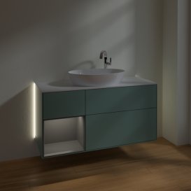 Тумба под раковину Villeroy & Boch Finion 120х50,1 см с подсветкой МДФ оливковый матовый лак/стекло белое матовое G941GKGM