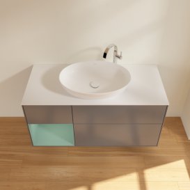 Тумба під раковину Villeroy & Boch Finion 120х50,1 см з підсвічуванням антрацит матовий лак/скло біле матове G941GMGK