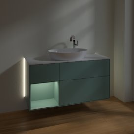 Тумба под раковину Villeroy & Boch Finion 120х50,1 см с подсветкой МДФ оливковый матовый лак/стекло белое матовое G941GMGM
