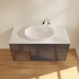 Тумба под раковину Villeroy & Boch Finion 120х50,1 см с подсветкой МДФ темно-синий матовый лак/стекло белое матовое G941GNHG