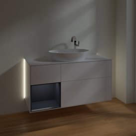 Тумба під раковину Villeroy & Boch Finion 120х50,1 см із підсвічуванням МДФ білий матовий лак/скло біле матове G941HGMT