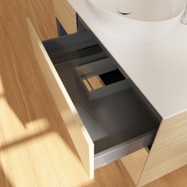 Тумба під раковину Villeroy & Boch Finion 120х50,1 см із підсвічуванням МДФ шпон дуба/скло біле матове G941HGPC