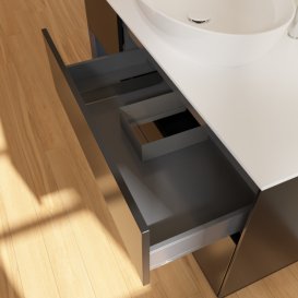 Тумба під раковину Villeroy & Boch Finion 120х50,1 см із підсвічуванням МДФ чорний матовий лак/скло біле матове G941HGPD