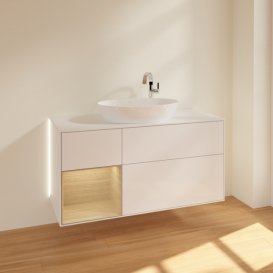 Тумба під раковину Villeroy & Boch Finion 120х50,1 см з підсвіткою МДФ білий глянцевий лак/скло біле матове G941PCGF