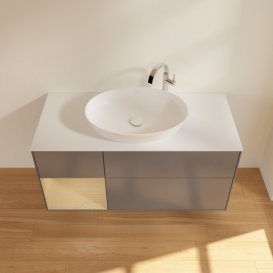 Тумба під раковину Villeroy & Boch Finion 120х50,1 см з підсвічуванням антрацит матовий лак/скло біле матове G941PCGK