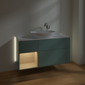 Тумба под раковину Villeroy & Boch Finion 120х50,1 см с подсветкой МДФ оливковый матовый лак/стекло белое матовое G941PCGM