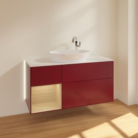 Тумба під раковину Villeroy & Boch Finion 120х50,1 см з підсвічуванням МДФ півонія матовий лак/скло біле матове G941PCHB