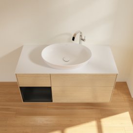 Тумба под раковину Villeroy & Boch Finion 120х50,1 см с подсветкой МДФ шпон дуба/стекло белое матовое G941PDPC