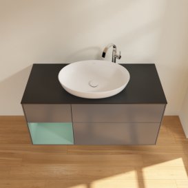 Тумба под раковину Villeroy & Boch Finion 120х50,1 см с подсветкой МДФ антрацит матовый лак/стекло черное матовое G942GMGK