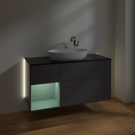 Тумба под раковину Villeroy & Boch Finion 120х50,1 см с подсветкой МДФ антрацит матовый лак/стекло черное матовое G942GMGK