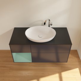 Тумба під раковину Villeroy & Boch Finion 120х50,1 см із підсвічуванням МДФ темно-синій матовий лак/скло чорне матове G942GMHG