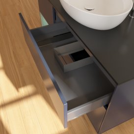 Тумба під раковину Villeroy & Boch Finion 120х50,1 см із підсвічуванням МДФ темно-синій матовий лак/скло чорне матове G942GMHG