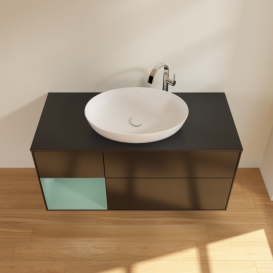 Тумба под раковину Villeroy & Boch Finion 120х50,1 см с подсветкой МДФ черный матовый лак/стекло черное матовое G942GMPD