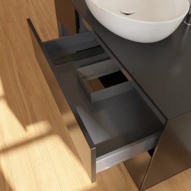 Тумба під раковину Villeroy & Boch Finion 120х50,1 см з підсвічуванням МДФ чорний матовий лак/скло чорне матове G942HGPD