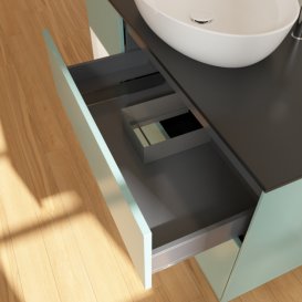 Тумба под раковину Villeroy & Boch Finion 120х50,1 см с подсветкой МДФ оливковый матовый лак/стекло черное матовое G942MTGM