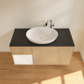 Тумба під раковину Villeroy & Boch Finion 120х50,1 см з підсвічуванням МДФ шпон дуба/скло чорне матове G942MTPC