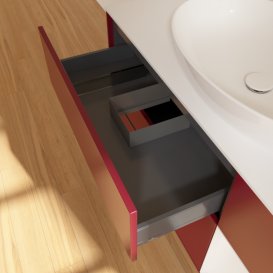 Тумба під раковину Villeroy & Boch Finion 120х50,1 см з підсвічуванням МДФ півонія матовий лак/скло біле матове F951GFHB