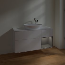 Тумба под раковину Villeroy & Boch Finion 120х50,1 см с подсветкой МДФ глянцевый белый лак/стекло белое матовое F951GKGF