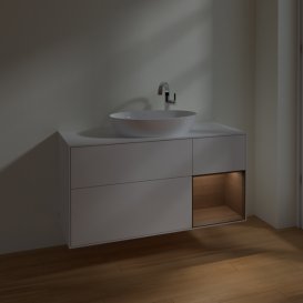 Тумба под раковину Villeroy & Boch Finion 120х50,1 см с подсветкой МДФ глянцевый белый лак/стекло белое матовое F951GNGF
