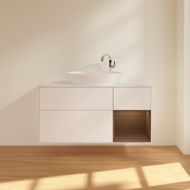 Тумба під раковину Villeroy & Boch Finion 120х50,1 см із підсвічуванням МДФ білий матовий лак/скло біле матове F951GNMT