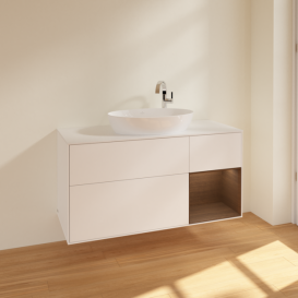 Тумба під раковину Villeroy & Boch Finion 120х50,1 см із підсвічуванням МДФ білий матовий лак/скло біле матове F951GNMT