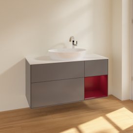 Тумба под раковину Villeroy & Boch Finion 120х50,1 см с подсветкой МДФ антрацит матовый лак/стекло белое матовое F951HBGK