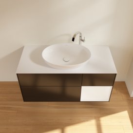 Тумба под раковину Villeroy & Boch Finion 120х50,1 см с подсветкой МДФ черный матовый лак/стекло белое матовое F951MTPD