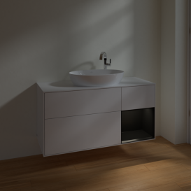 Тумба под раковину Villeroy & Boch Finion 120х50,1 см с подсветкой МДФ глянцевый белый лак/стекло белое матовое F951PDGF