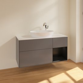 Тумба под раковину Villeroy & Boch Finion 120х50,1 см с подсветкой МДФ антрацит матовый лак/стекло белое матовое F951PDGK