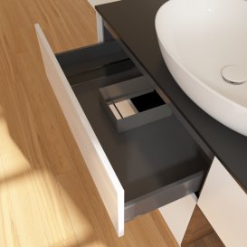 Тумба под раковину Villeroy & Boch Finion 120х50,1 см с подсветкой МДФ глянцевый белый лак/стекло черное матовое F952GNGF