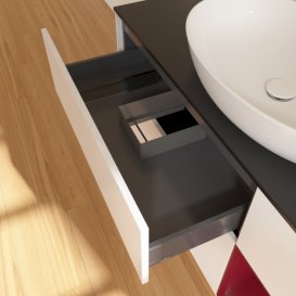 Тумба під раковину Villeroy & Boch Finion 120х50,1 см із підсвічуванням МДФ білий матовий лак/скло чорне матове F952HBMT